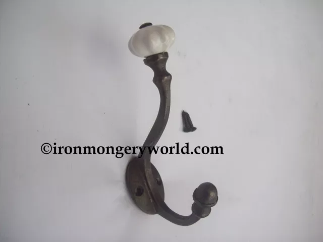 Old Vintage Ceramic Cast Iron Victorian Style Decorative Hat & And Coat Hook