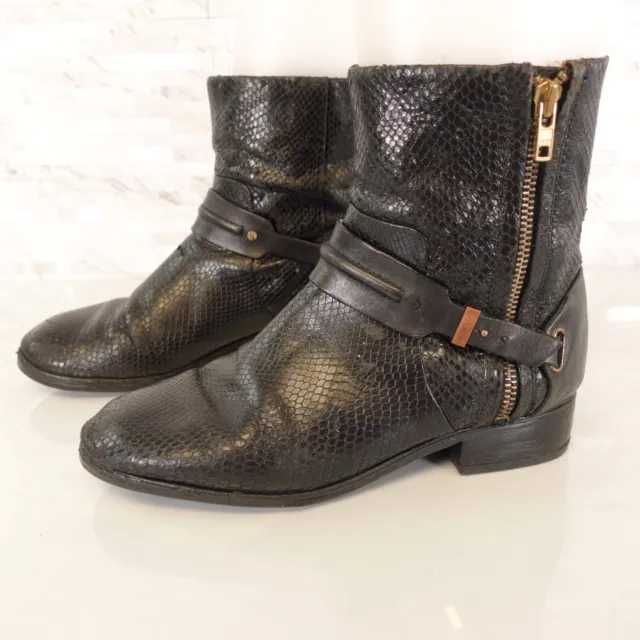 Rachel Roy Shoes Womens Leather Size 10 Boots Motorcycle Biker Pull On Python