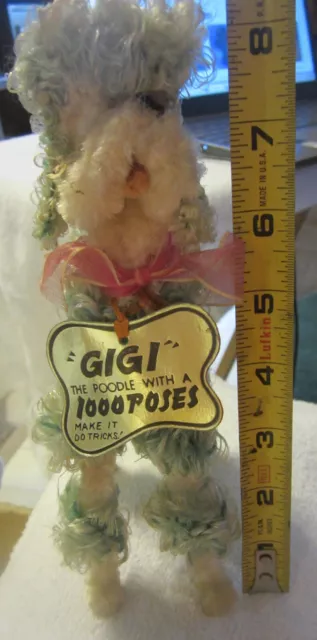 1 Vintage GIGI the poodle with 1000 poses tricks,pipe cleaner dog,blue pink