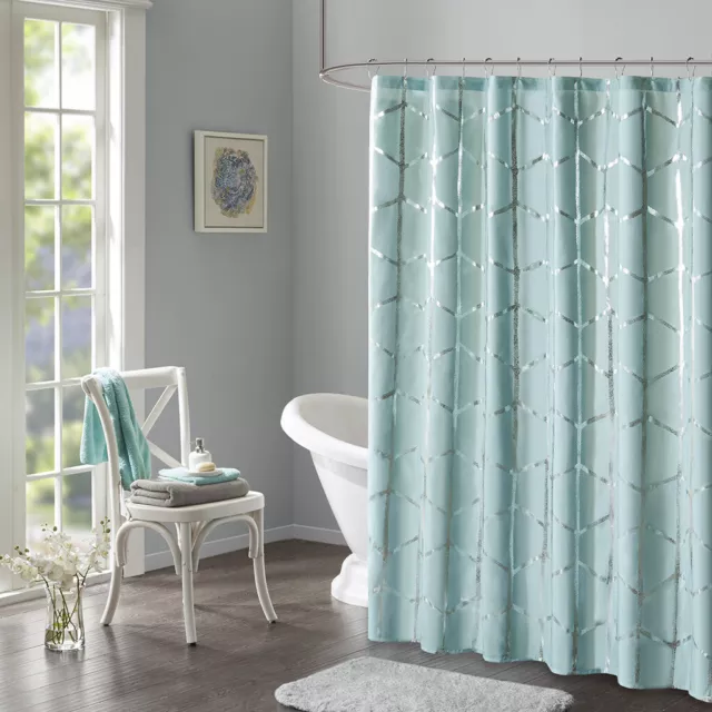 Intelligent Design Raina Printed Metallic Shower Curtain
