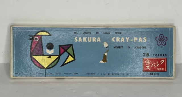 Vintage SAKURA CRAY-PAS 25 OIL COLORS IN STICK FORM MADE IN JAPAN EXC