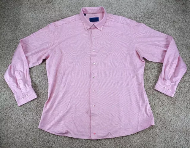 David Donahue Standard Dress Shirt Mens XL Pink Solid Button Up Cotton