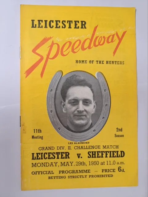 Speedway  Leicester  v  Sheffield  Grand Challenge  1950   filled   Programme