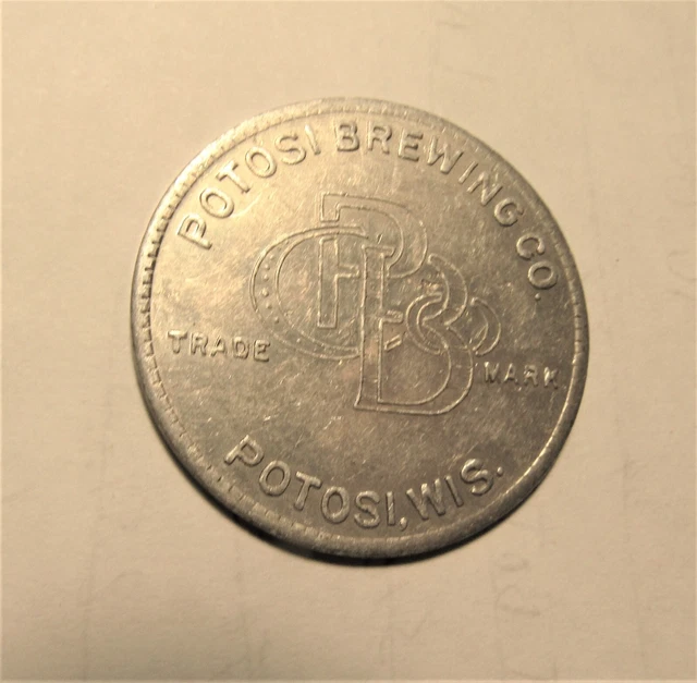 POTOSI BREWERY G.F $2.00 on 1/4 keg token **RARE DINOMINATION** POTOSI Wisconsin