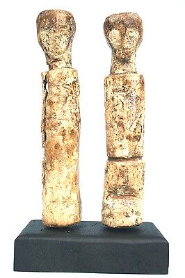 Art Africain - Ancien & Authentique Couple Baoulé - Socle sur Mesure - 15,5 Cms