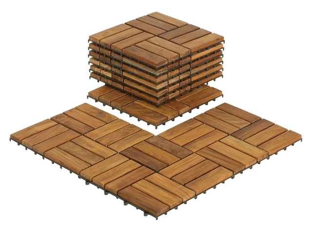 BARE WF2009 SOLID TEAK Wood Interlocking Flooring Tiles Pack Of 10 bare-wf2009-solid-teak-wood-interlocking-flooring-tiles-pack-of-10
