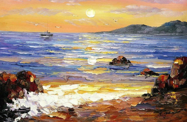 Tableau Peinture à L'huile Originale - Paysage Marin Ciel Mer - Signé Y. Semyonov - 10x12 Pouces