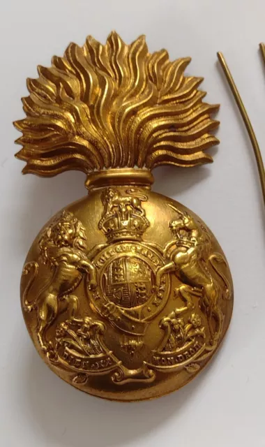 WW1 Royal Scots Fusiliers Cap Badge KC All Brass 2 Lugs 74mm Antique Original