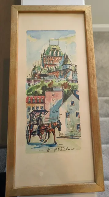 Original Jean Guy Desrosiers Watercolor Painting Quebec chateau frontenac 1967🚭