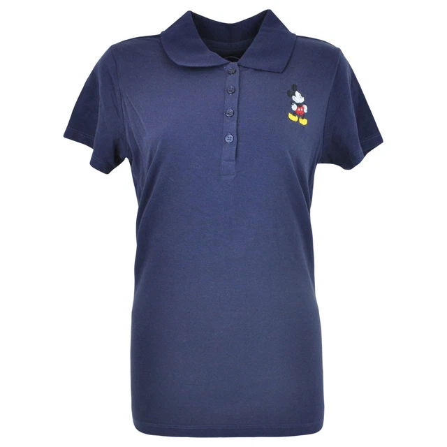 Disney Mickey Mouse Classico Mick Miss Donna Camicia Polo Blu Navy