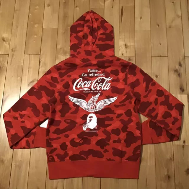 BAPE x Coca Cola Red Camo Hoodie A Bathing Ape Camouflage Size M Full zip Men