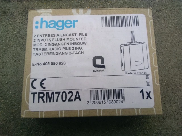 HAGER TRM702A - Micro module 2 entrées à Pile TEBIS KNX RADIO