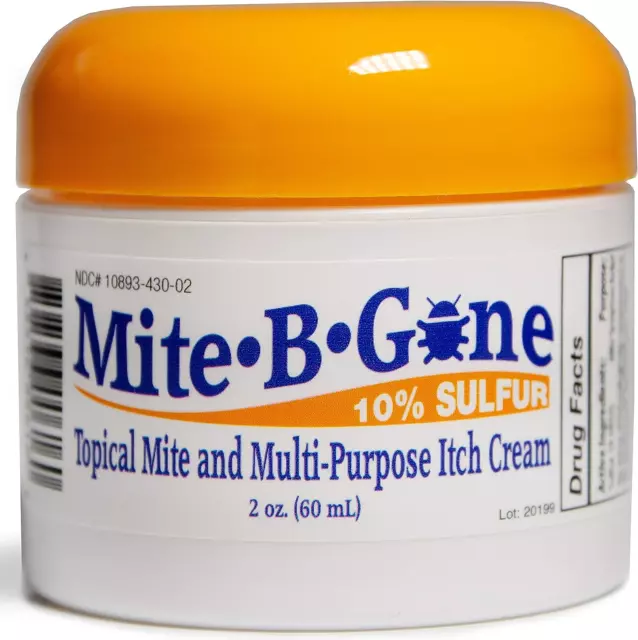 Mite-B-Gone 10% Sulfur Cream Itch Relief from Mites Insect Bites Acne and