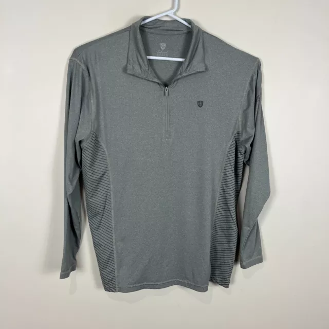 Island Green Lightweight Golf Grey Long Sleeve Qtr Zip Pullover Shirt Mens XL