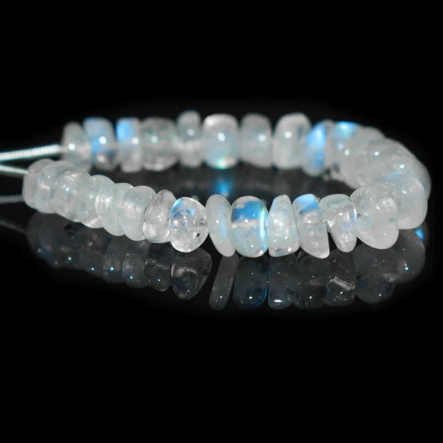 5-6MM Naturel AAA Bleu Feu Flashy Pierre de Lune Roue Pierre Précieuse...
