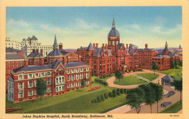 Postcard Maryland Johns Hopkins Hospital North Broadway Baltimore Unposted