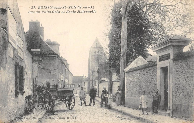 Cpa 91 Boissy Sous Saint Yon / Rue Du Puits Gres / Ecole Maternelle / Rare