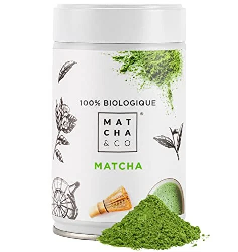 Thé Matcha 100 % biologique 80 g [Qualité Cérémonielle]. Poudre de thé vert biol