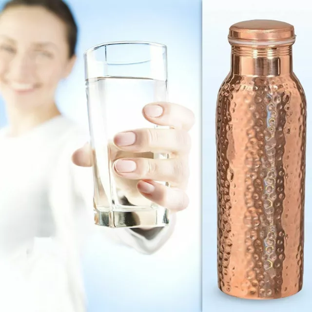 Wasserflasche aus 100 % reinem Kupfer für Yoga, Ayurveda, gesundheitliche...