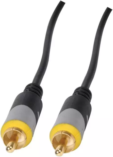 2.5m  PRO SUBWOOFER Cable Single RCA Phono PLUG Audio Speaker Bass Lead GOLD