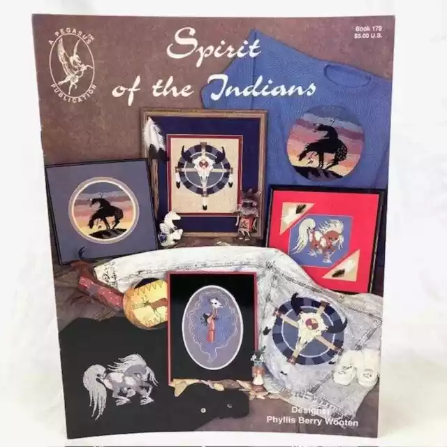 Native Theme Spirit of the Indians, Softcover Cross Stitch book with 5 designs