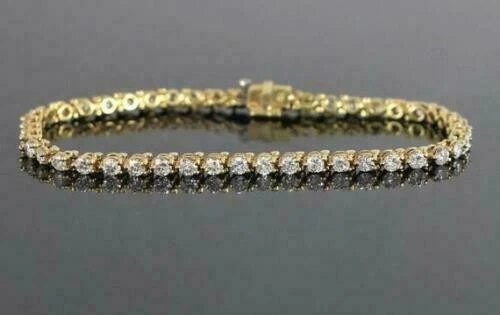 8Ct Round Cut Simulated Diamond Women's Tennis Bracelet 14K Gold Plated Silver