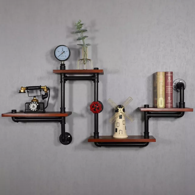 Solid Wood Industrial Pipe Shelf High Load-bearing Capacity Wall-mounted Shelves