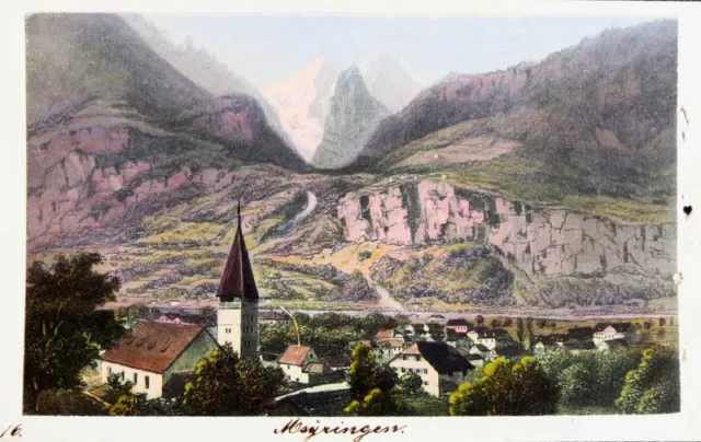 c1870 Schweiz Switzerland Berner Oberland Meiringen Kolorierte Ansicht Dikenmann