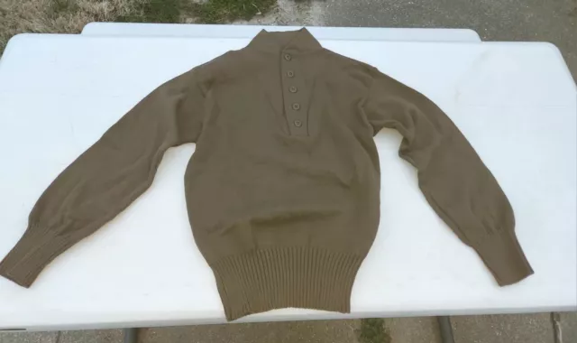 Garrison DSCP US Army Military Acrylic Mock Wool OD Sweater Men's L Brown