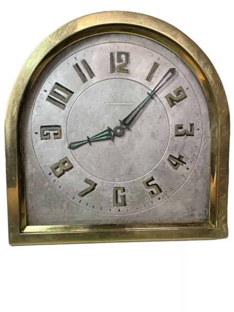 Vtg 1920’s French Deco Strut Clock nickeled brass luminous numbers & hands As Is