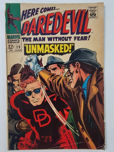 Daredevil 29 VG+ UNMASKED Stan Lee Cameo 1967 Gene Colan Art, Vintage Silver Age