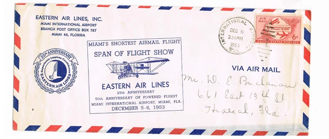 USA Herrlicher Flu Po Letter Eastern Air Lines 1953
