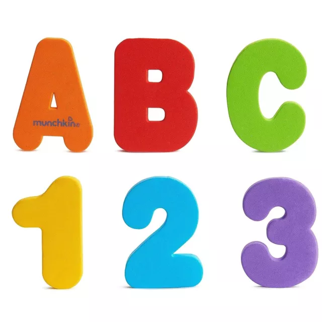 Munchkin Letters and Numbers Bath Toy, Non-Toxic, Multi-Color, 36 Count.