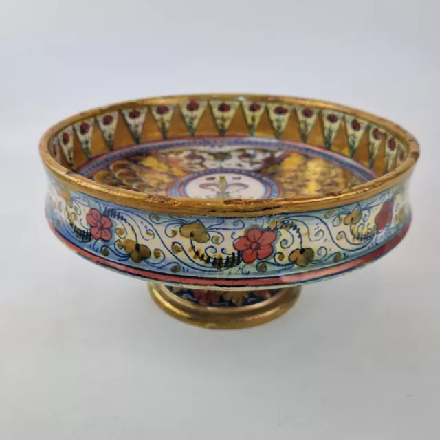 Alfredo Santarelli Italian Lustre Majolica Tazza Decorated With Fleur De Lis