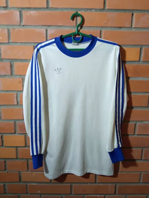 Camiseta deportiva vintage Adidas X Erima manga larga años 80 años 90 blanca para hombre talla M