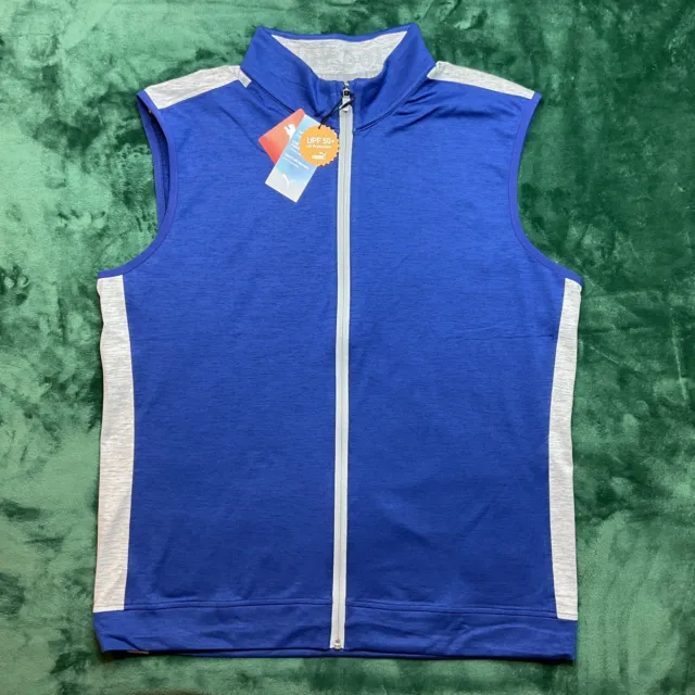 New PUMA CLOUDSPUN T7 Mens Golf Vest Size LARGE Blue/Gray