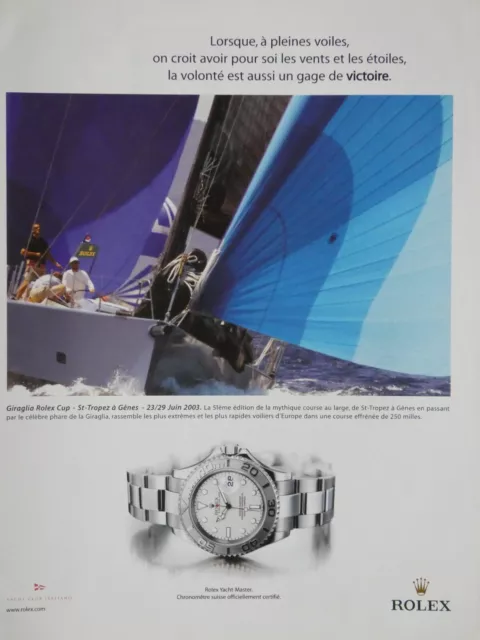 Publicité De Presse 1980 Montre Rolex Yacht Master Chronometre Suisse