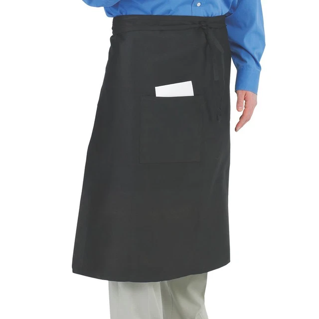 Chef Revival 607BA-BK Black Bistro Apron with One Side Pocket