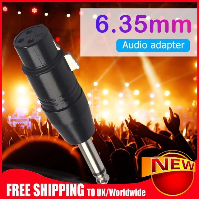 3Pin XLR Female to 1/4 inch 6.35mm Male Plug Mono Microphone Adapter Connector