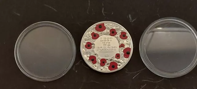 2015 Lest We Forget Poppy £5 Coin Bailiwick Of Jersey Capsulated + Wallet