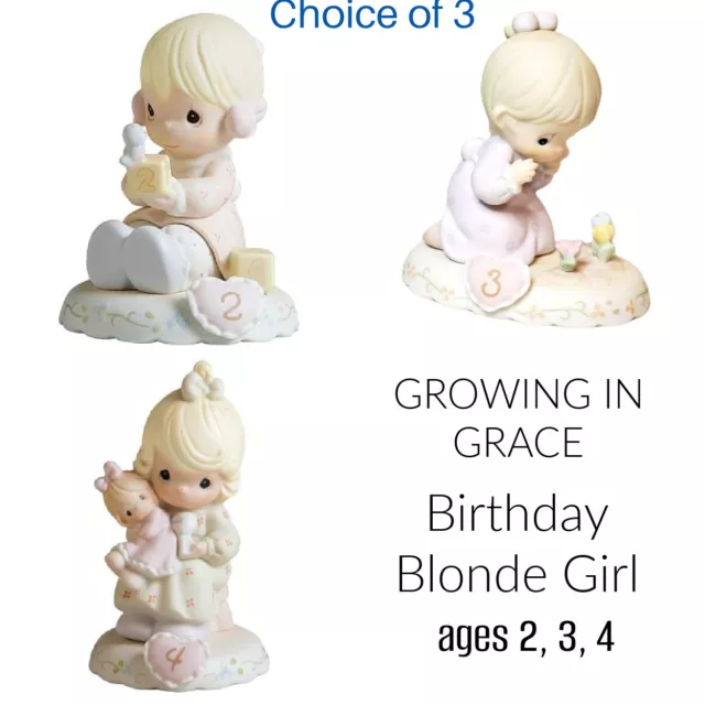 Precious Moments Growing In Grace Birthday Blonde Girl Age Two Three Four CHOOSE