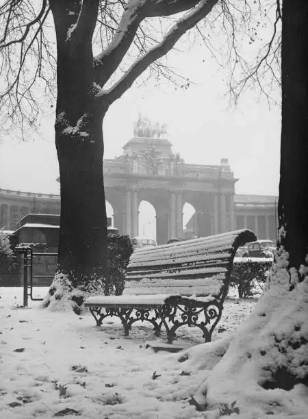 Triumphal Arch In The Parc Du Cinquantenaire Brussels 1966 Old Photo