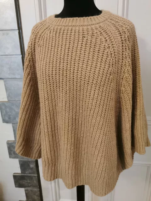 NEW MARKS Spencer Poncho Jumper 10L Wool Acrylic Mix Camel Warm Soft Rrp 45.00 20.00 PicClick UK