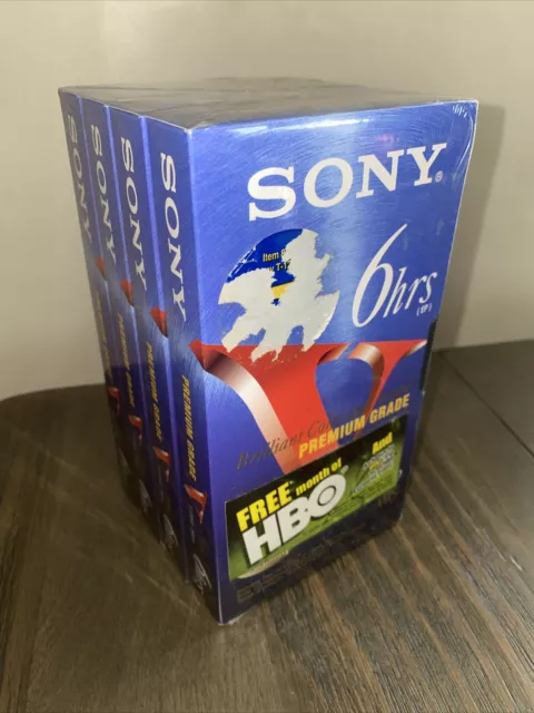 Lote de 4 cintas SONY VHS 6 HRS grado premium T-120VL VCR nuevas selladas de fábrica