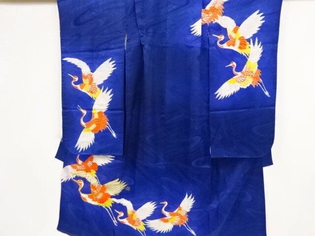 80731# Japanese Kimono / Antique Kimono For Girls / Embroidery / Cranes