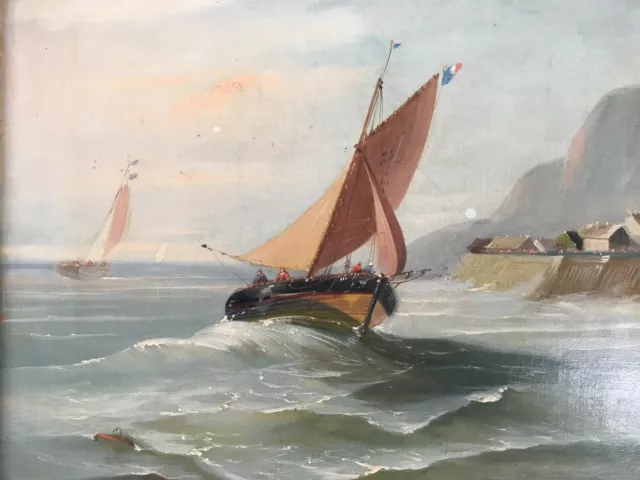 Oil on canvas sea landscape sea ocean wave France signed Berbudeau