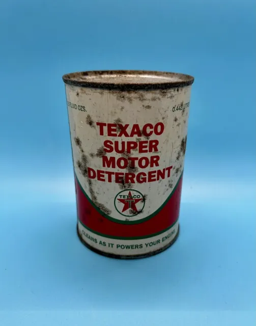 Full Can Of  TEXACO SUPER MOTOR DETERGENT OIL 1963 Old Metal Oil Can