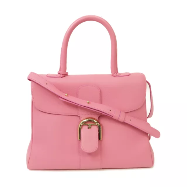 Delvaux GHW Brillant 2 Way Shoulder Handbag Calfskin Leather Pink