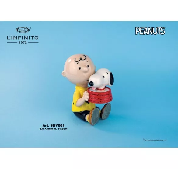L'INFINITO x PEANUTS Statuetta "Charlie Brown e Snoopy con la ciotola d'acqua"
