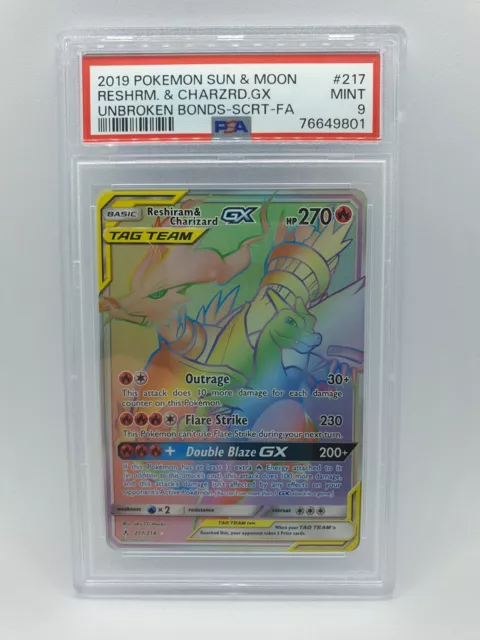 Reshiram & Charizard GX - 217/214 - Hyper Rare NM Sun &